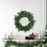 Angel Pine Wreath - 24" Wide - 218 Lifelike Tips & 6 Pine Cones