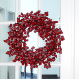 Iced Red Hawthorn Berry Wreath - 22" Wide