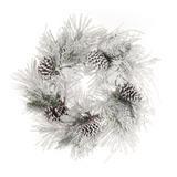 Snow Covered Pine Wreath with Pine Cones - 24