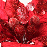 Premium 11-Inch Velvet Poinsettia Flower with 10 Lush Petals - Perfect for Holiday Decor