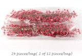 24 Artificial Red Holly Berry Stem Picks - Decorative Wire Stem Branch