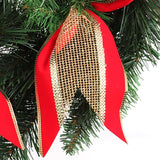 Deluxe Evergreen Wreath with Red & Gold Mesh Bow - 20" Wide
