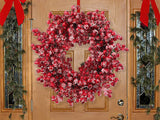 Iced Red Hawthorn Berry Wreath  - 22" Wide (Set of 2)