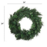 Deluxe Evergreen Pine Wreath - 24" Wide - 150 Lifelike Tips (Set of 2)