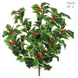 18" Real Touch Silk Holly Bush - Bring Holiday Cheer to Your Home Decor