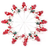 Assorted Snowman Picks with Decorative Berries & Trees | Holiday Xmas Accents | Trees, Wreaths, & Garlands | Gift Wrapping | Christmas Picks | Home & Office Decor (Set of 24)
