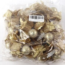 Sparkling Gold Glitter Picks with Dove Bird, Gift Box, & Ball | Holiday Xmas Accents | Trees, Wreaths, & Garlands | Gift Wrapping | Christmas Picks | Home & Office Decor (Set of 24)