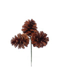 1.5" Lacquered Pine Cone Pick, Set of 3 Cones, Christmas Decor for Wreaths, Arrangements, and Holiday Crafts