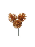 1.5" Gold Pine Cone Pick, Set of 3 Cones, Christmas Accent for Wreaths, Centerpieces, and Holiday Crafts