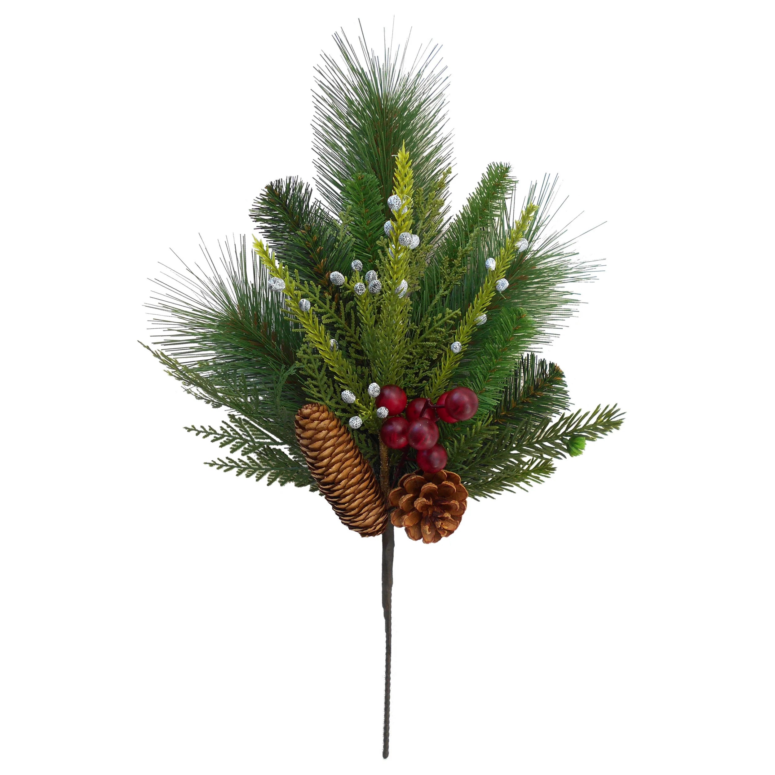 19" Mixed Pine Spray with Pine Cones & Berries