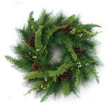 Pine Wreath - 20" Wide - 26 Tips, Pine Cones, & Juniper (Set of 12)