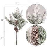 Snow Covered Pine Pick with Lifelike Brown Pine Cones | 20-Inch | Festive Christmas Florals | Holiday Accents | Home & Office Decor (Set of 6)