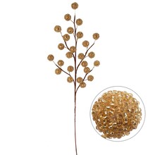 17-Inch Beaded Gold Berry Spray - Add Glamorous Touch to Your Holiday Decorations