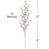 Gold  Holly Berry Stems with 35 Lifelike Berries | 17-Inch | Holiday Xmas Accents | Trees, Wreaths, & Garlands | Gift Wrapping | Christmas Berries | Home & Office Decor (Set of 24)