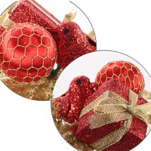 Red & Gold Glitter Picks with Dove Bird, Gift Box, & Ball | Vibrant Holiday Xmas Accents | Trees, Wreaths, & Garlands | Gift Wrapping | Christmas Picks | Home & Office Decor (Set of 12)