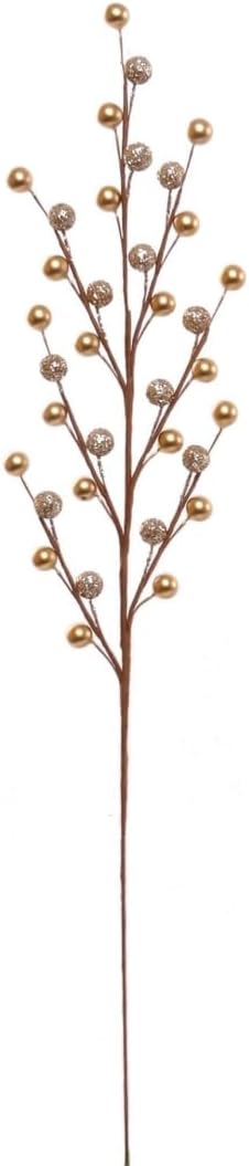 Gold Berry Spray with 35 Lifelike Berries | 18-Inch | Holiday Xmas Picks | Trees, Wreaths, & Garlands | Christmas Berries | Home & Office Decor (Set of 24)