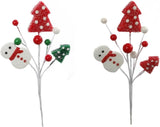 Assorted Snowman Picks with Decorative Berries & Trees | Holiday Xmas Accents | Trees, Wreaths, & Garlands | Gift Wrapping | Christmas Picks | Home & Office Decor (Set of 36)