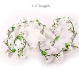White 4.5' Cherry Blossom Garland - Premium Faux Floral Decor for Elegant Home and Event Settings; Realistic Blossom Design for Weddings, Festivals, and Mantel Embellishments