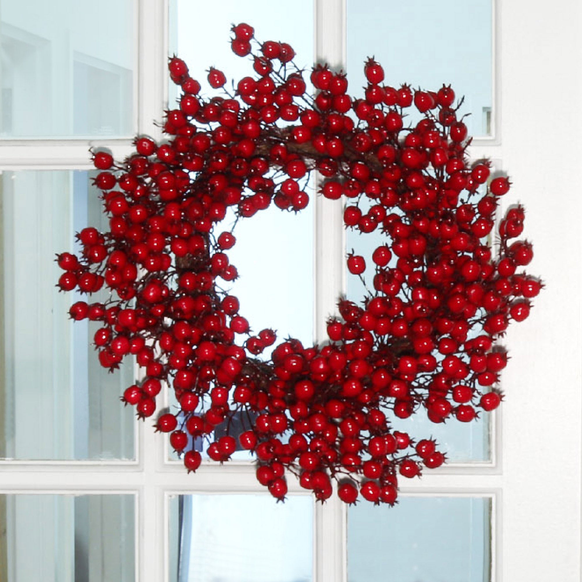Red Hawthorn Berry Wreath - 22" Wide