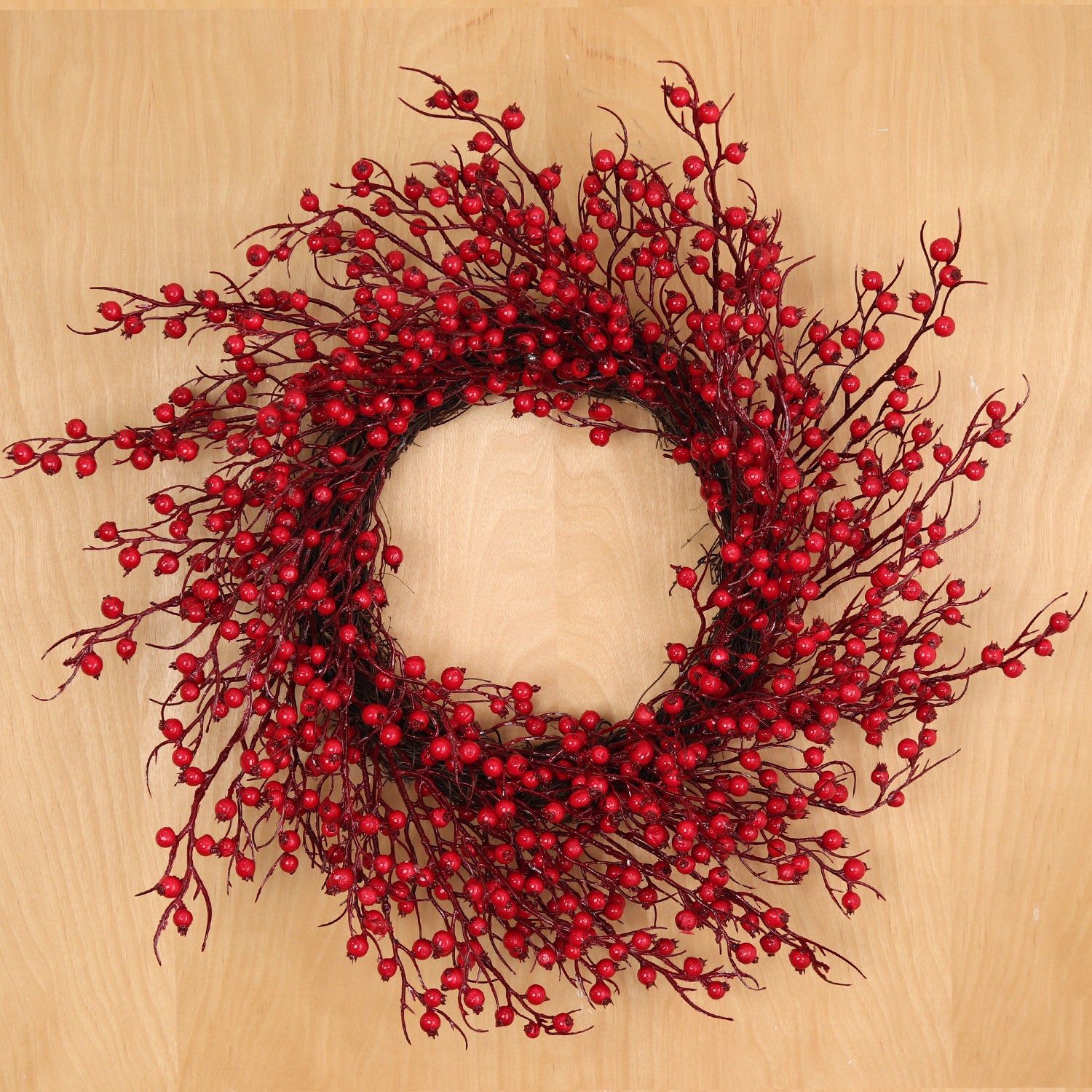 Red Rosehip Berry Wreath - 22" Wide
