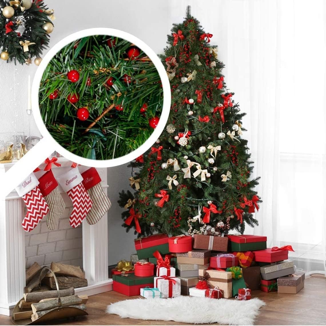 Red Holly Berry Stems with 35 Lifelike Berries | 17-Inch | Holiday Xmas Picks | Trees, Wreaths, & Garlands | Christmas Berries | Home & Office Decor (Set of 24)