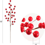 24 Realistic Red Berry Stems | 18-Inch Artificial Christmas Berry Picks | Festive Holiday Decor for Trees, Wreaths, and Garlands | Perfect for Home & Office Christmas Decoration | Set of 12