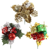24-Pack Assorted Xmas Tree & Wreath Ornament Picks - Add Festive Touch to Your Decor