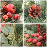 6ft Pine Garland with Lifelike Red Berries, Fruits, & Pine Cones