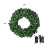 Pre-Lit Northern Spruce Wreath - 20" Wide - 200 Tips & 50 Battery Operated LED Lights