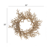 Iced Gold Twig Wreath - 22" Wide