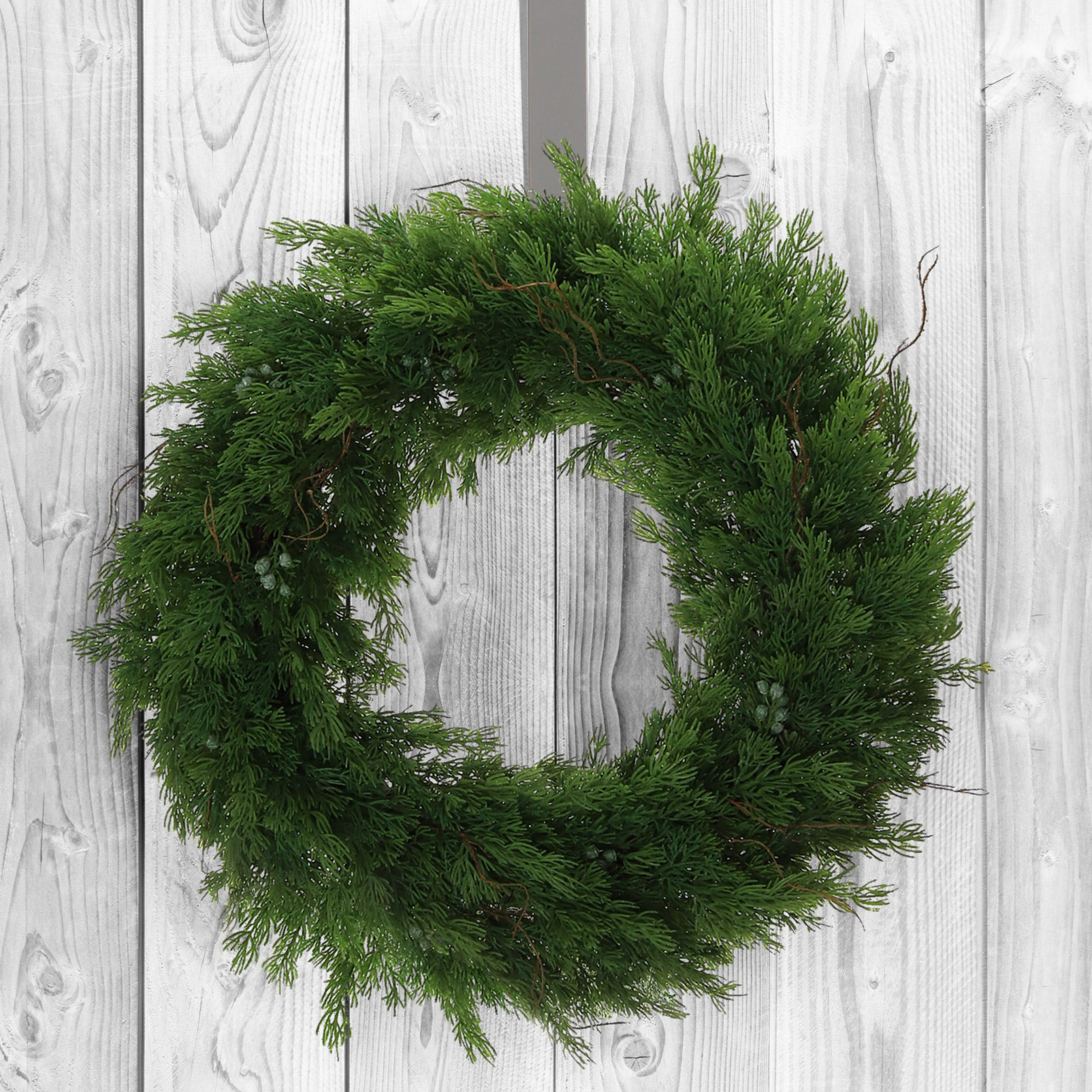 Real Touch Juniper Wreath - 22" Wide with Lifelike Tips
