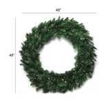 Pre-Lit Deluxe Evergreen Wreath - 48" Wide - 360 Tips & 150 LED Lights