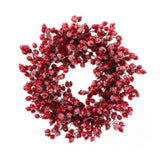 Iced Red Hawthorn Berry Wreath - 20" Wide (Set of 12)