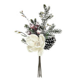20" Snow Magnolia Bouquet with Red Berries