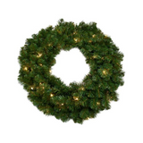 Pre-Lit Northern Spruce Wreath - 24" Wide - 200 Tips & 50 LED Lights (Set of 12)