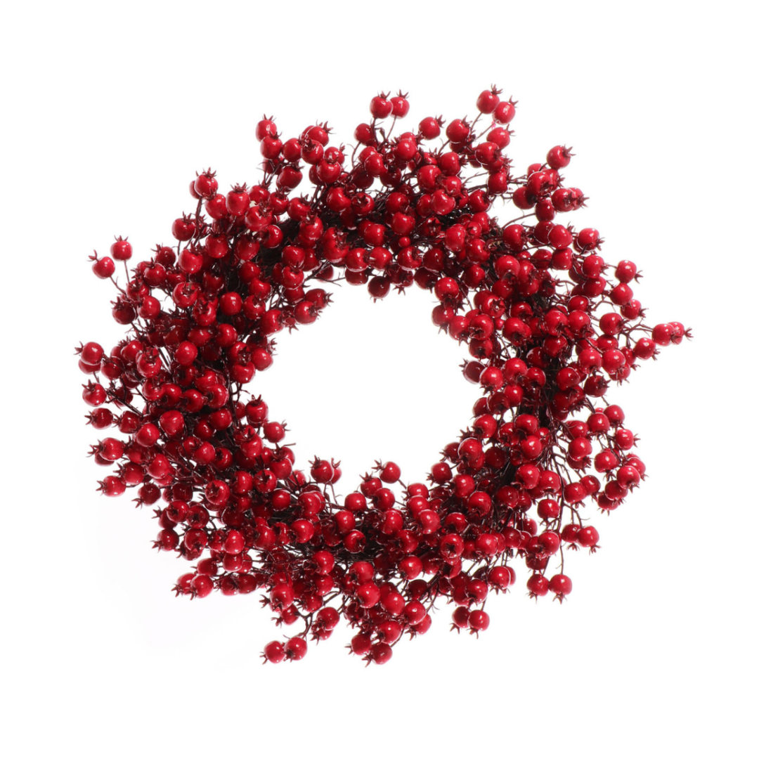 Red Hawthorn Berry Wreath - 22" Wide (Set of 2)