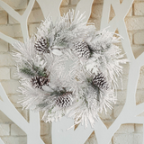 Snow Covered Pine Wreath with Pine Cones - 24" Wide (Set of 2)