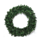 Pre-Lit Deluxe Evergreen Wreath - 360 Tips & 150 LED Lights - 48" Wide (Set of 2)
