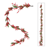 6ft Red Berry Garland with Berries & Foliage (Set of 2)