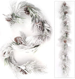 Snow Covered Pine Garland with Realistic Pine Cones | 6-Foot | Indoor/Outdoor Use | Holiday Xmas Accents | Christmas Garlands | Table & Mantel | Home & Office Decor (Set of 2)