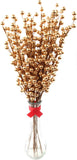 12 Gold Holly Berry Stem Picks - 19" Decorative Wire Stem Branch