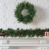 Christmas Wreath (24") and 9' x 12" Real Touch Garland and Bundle
