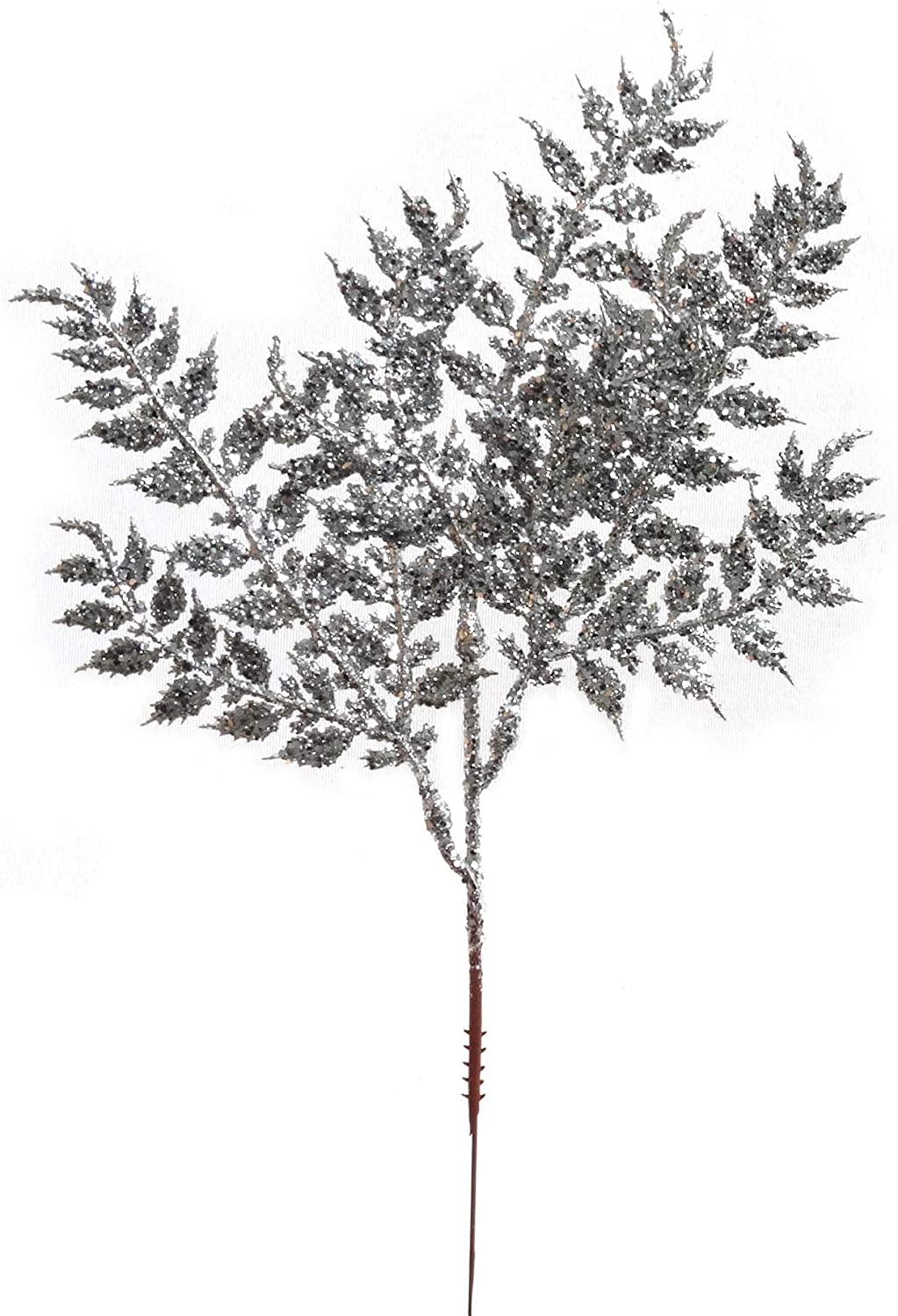 Sparkling Silver Glitter Leaf Spray - Premium Christmas Tree Pick Ornament for Festive Decoration