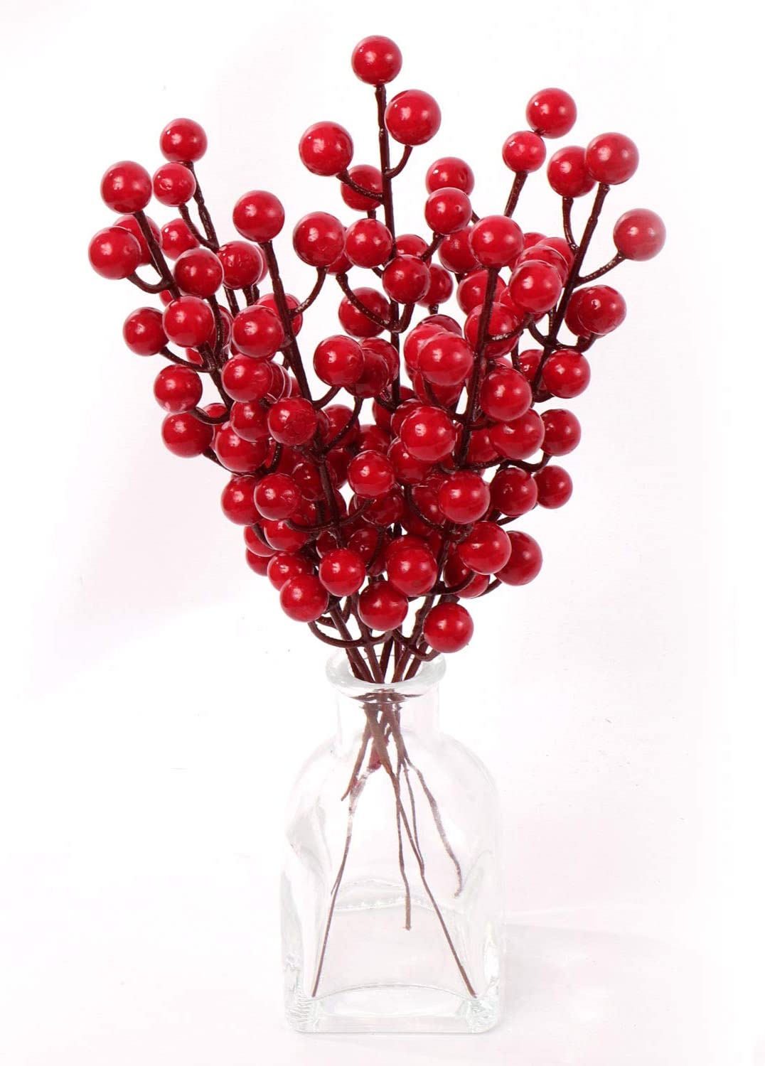 Red Berry Stem Picks - 12-Pack Decorative Wire Stem Branch