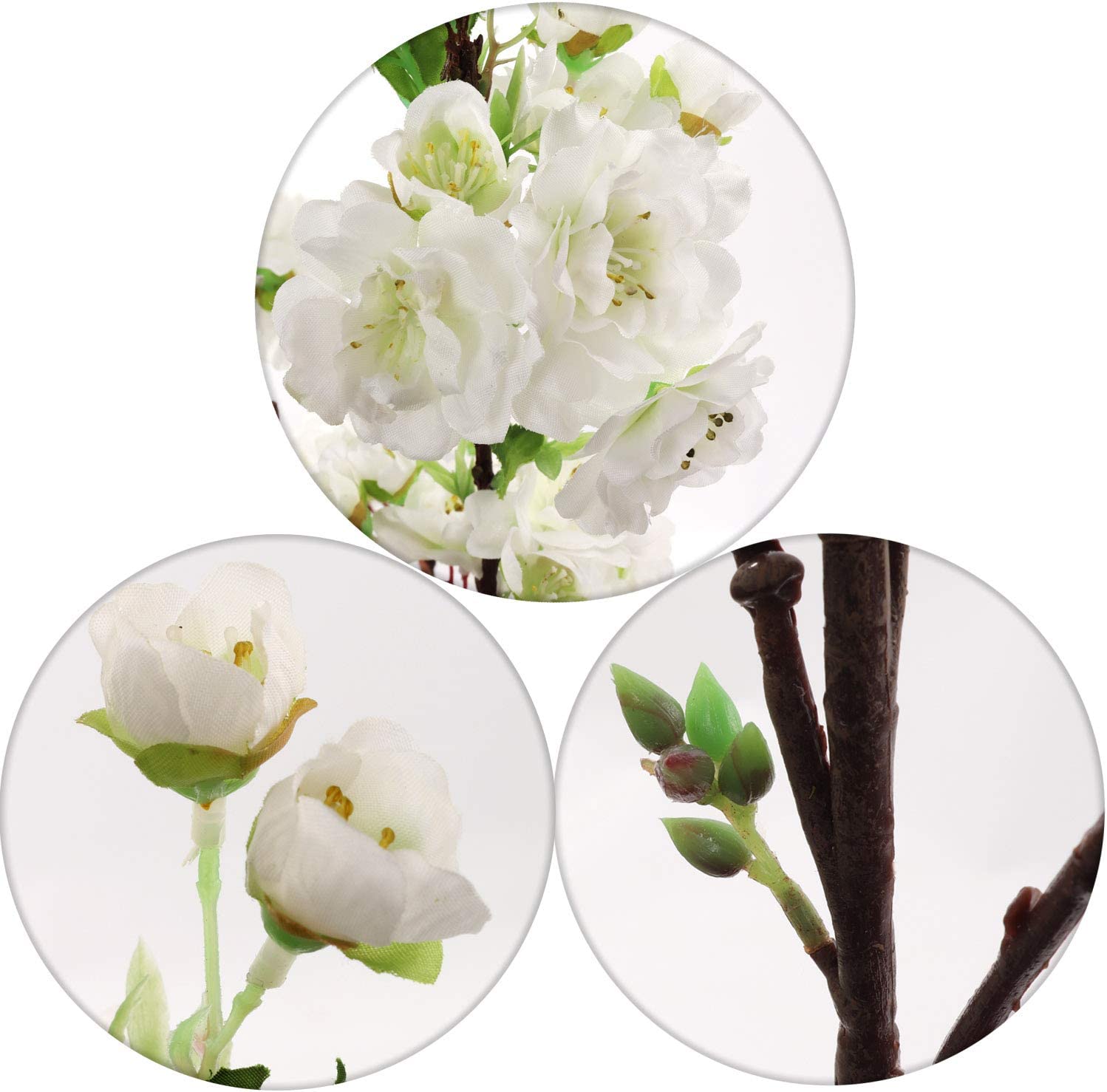 White Cherry Blossom Flowers, One 45 Inch Blossom Branch