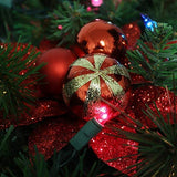 1 Red Glitter Christmas Ornament Poinsettia Pick