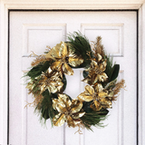 Christmas Wreath 22" Gold Poinsettias