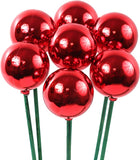 Large Red Decorative Christmas Ornaments Ball Picks, 48 Ct
