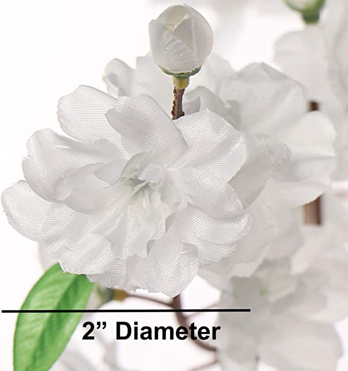 White Cherry Blossom Flowers, 2 Pack