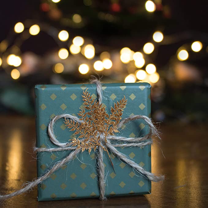 Sparkling Gold Glitter Leaf Spray - Festive Christmas Tree Decoration, Elegant Ornament Pick for Holiday Decor